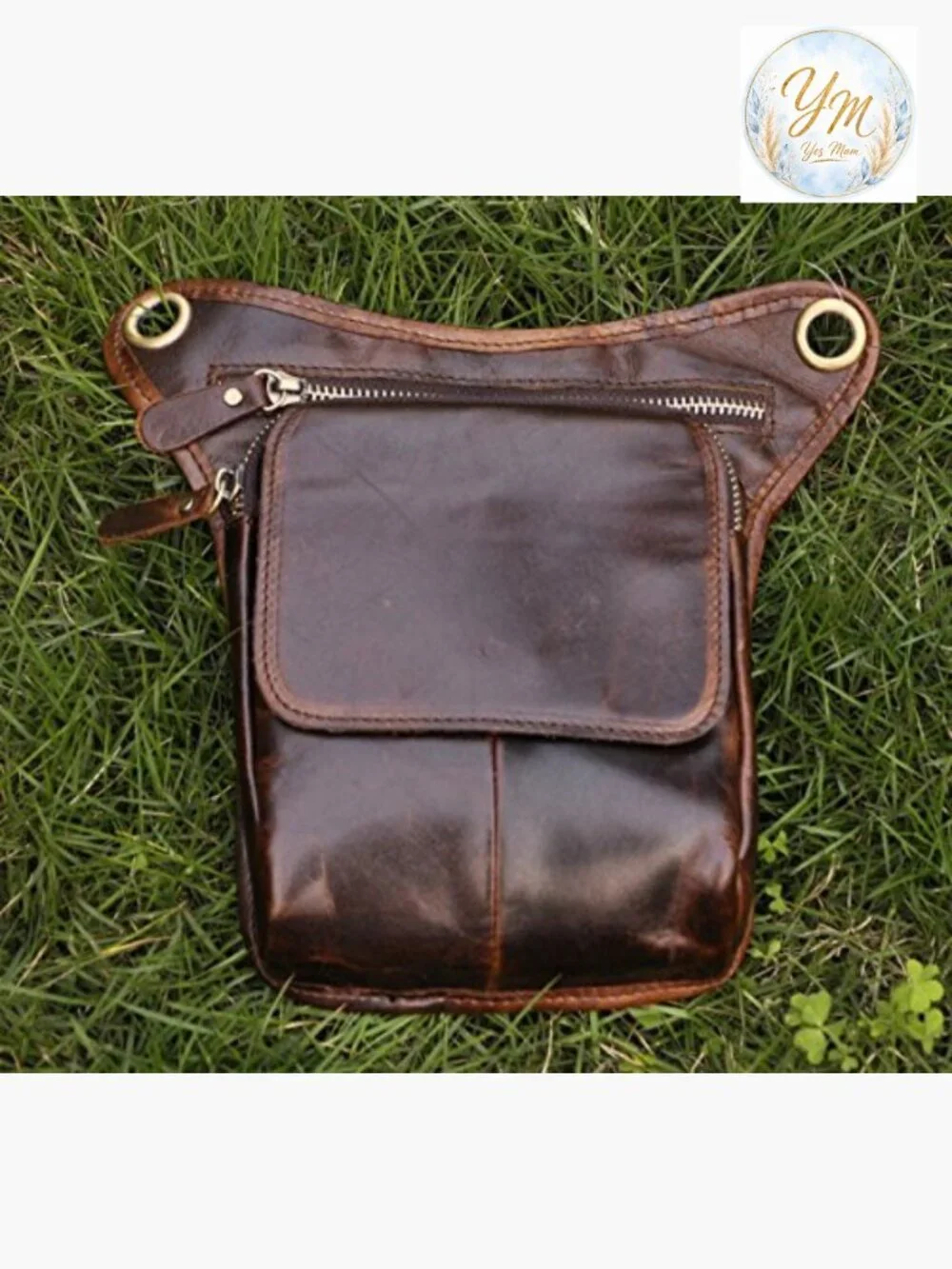 Genuine Leather Motorcycle Waist Pack Messenger Crossbody Bag